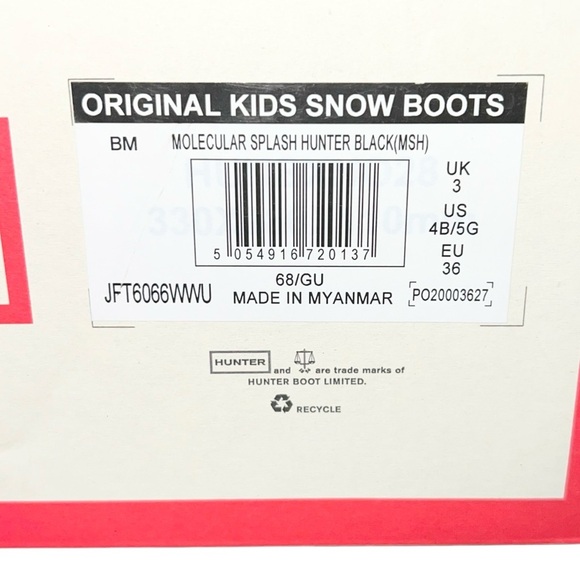 Hunter Boots Boys Size 4 Black Orange Gray Winter Molecular Insulated Waterproof - Picture 9 of 9